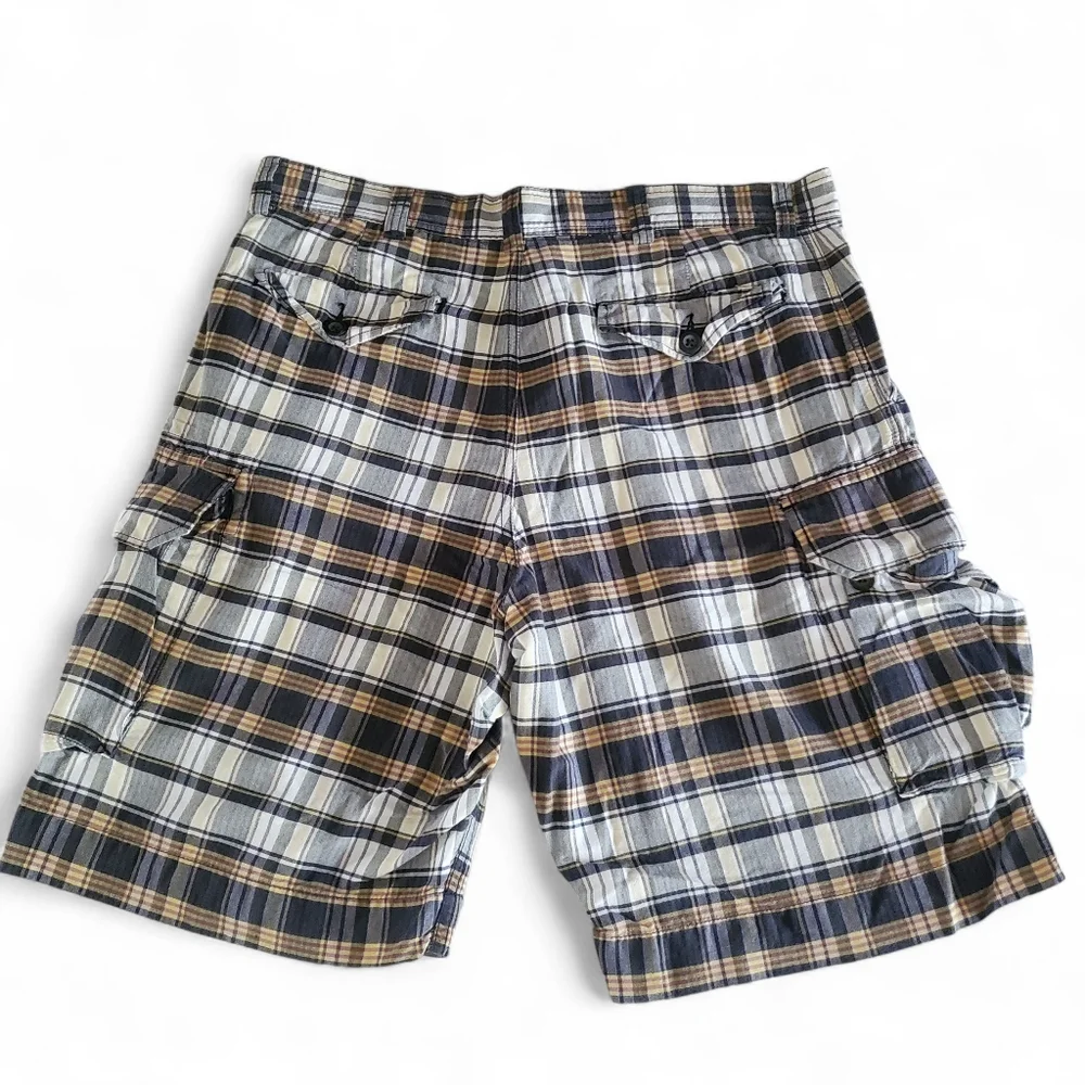 POLO RALPH LAUREN Y2K Vintage‎ Preppy Mandras Plaid Cargo Shorts Men's Size 35